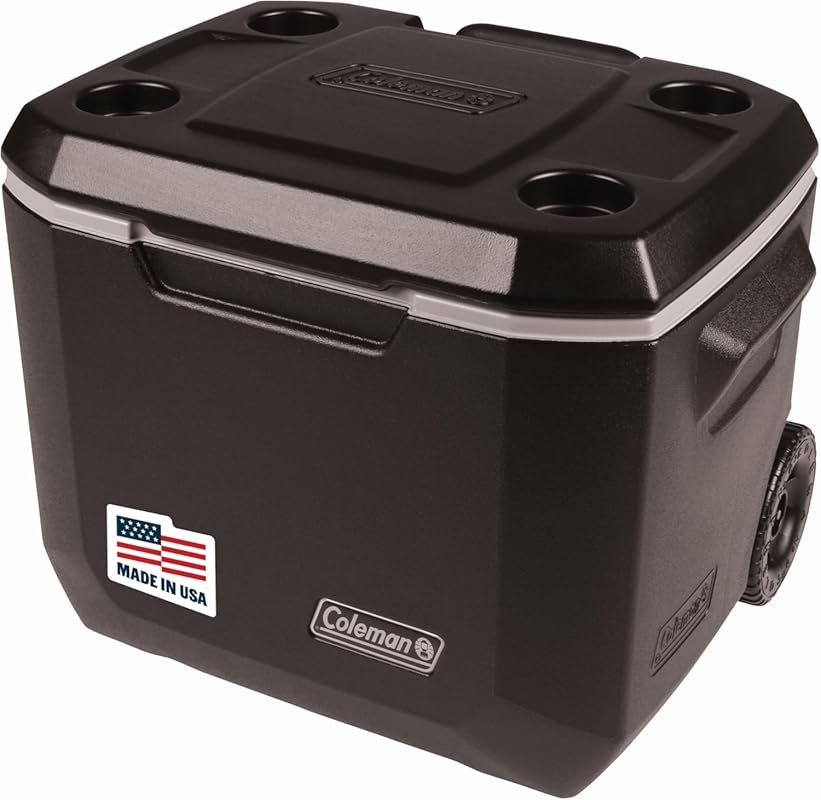 Extra-Walled Hard Cooler with Wheels, Keeps Ice 5 Days, Portable for C