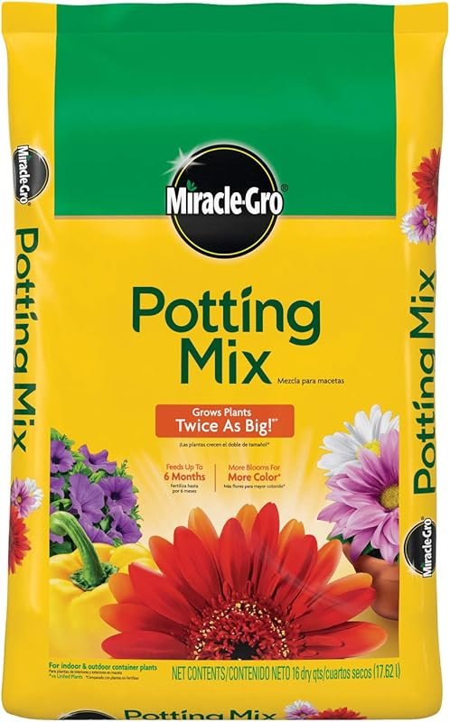Miracle-Gro Potting Mix for Container Plants, Feeds up to 6 Months, 16