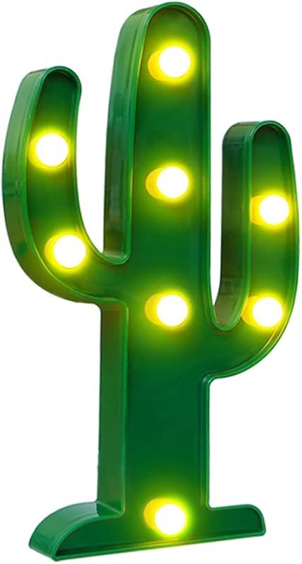 Novelty Place Cactus Marquee Sign – Warm White LED Lamp for Living Roo