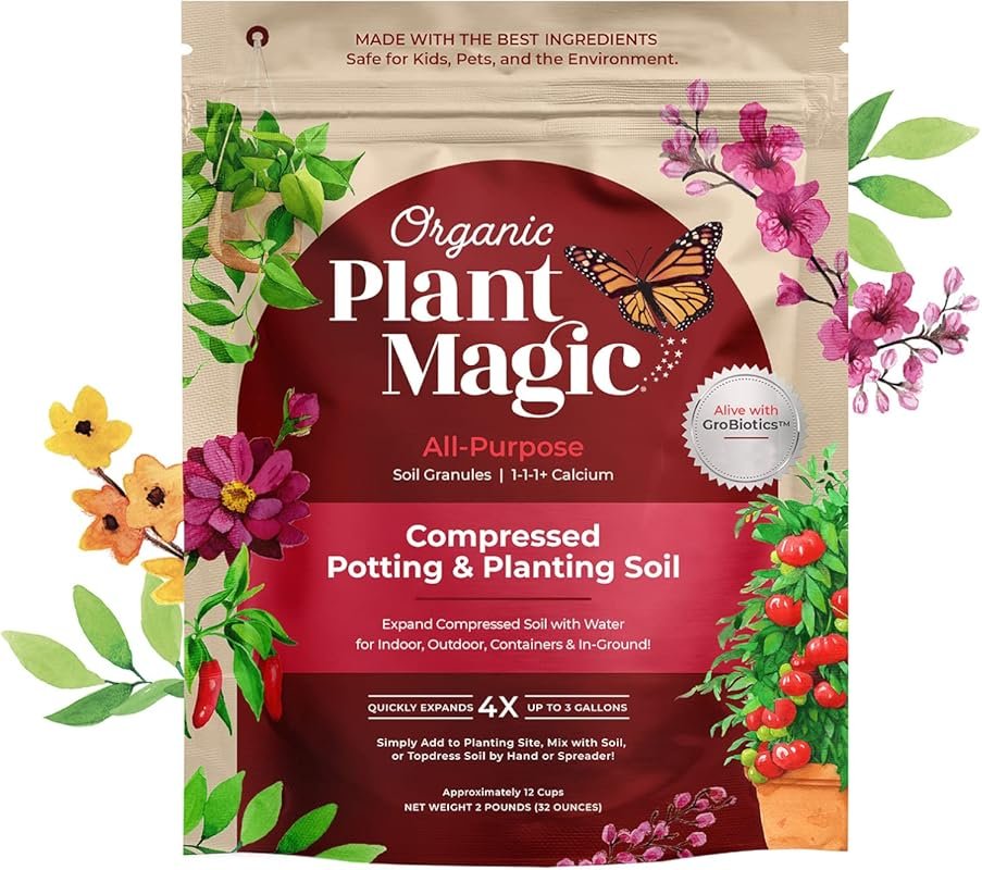 Organic Potting Soil for Garden & Vegetables, Expands 4x with Water, Coconut Coir & Worm Castings Fertilizer
