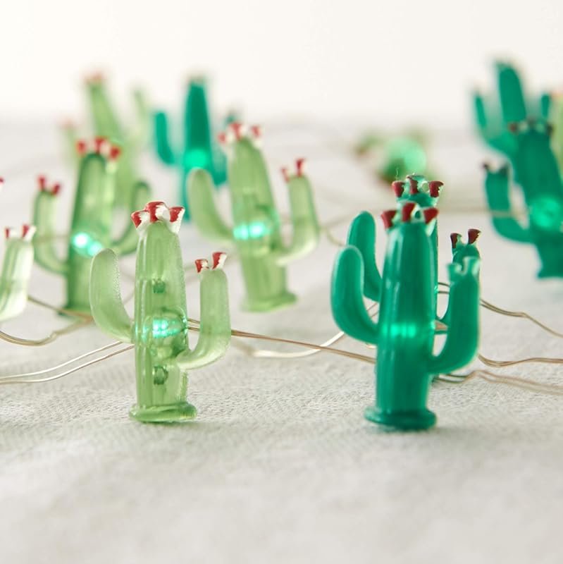 MIYA LIFE Battery-Powered Cactus String Lights with Remote for Tropica