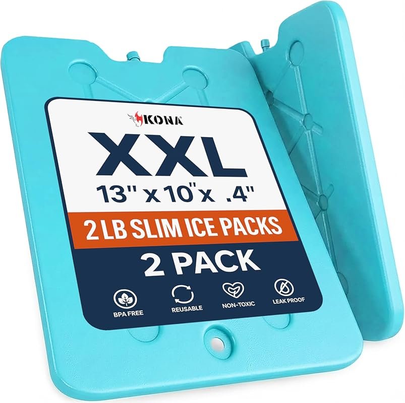 Kona XXL Ice Packs for Coolers: Slim, Long-Lasting Freezer Packs, Dry
