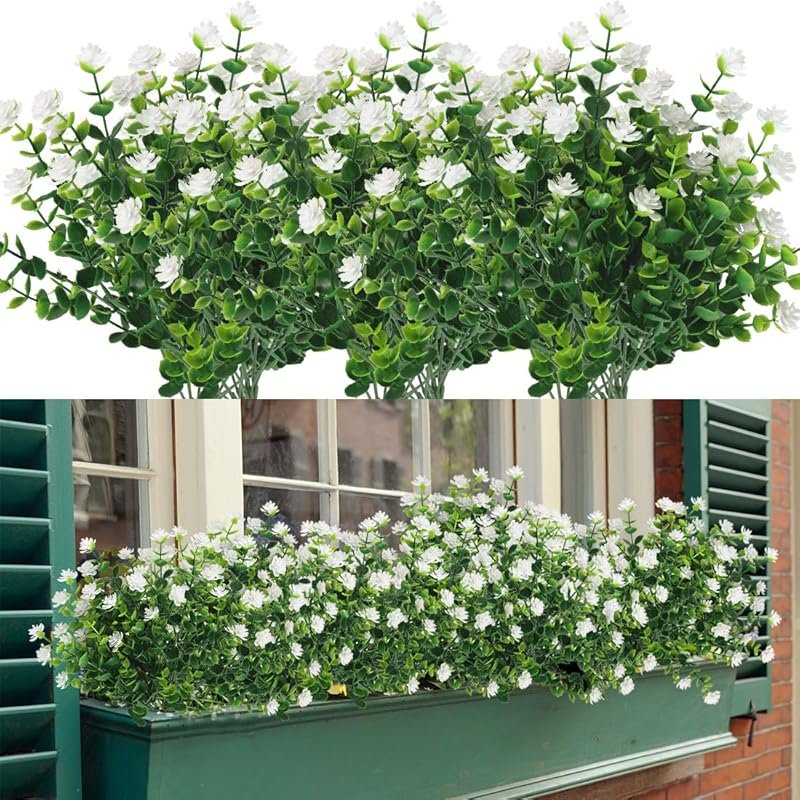 White UV Resistant Fake Greenery for Indoor and Outdoor Wedding and Home Decor