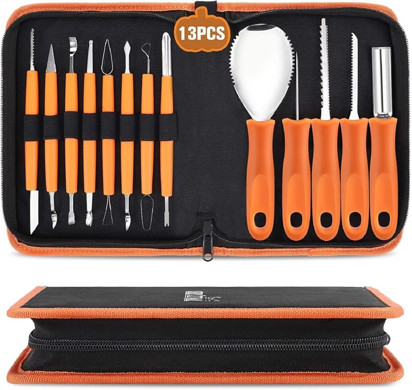 CHRYZTAL 13-Piece Professional Pumpkin Carving Kit: Heavy Duty Stainless