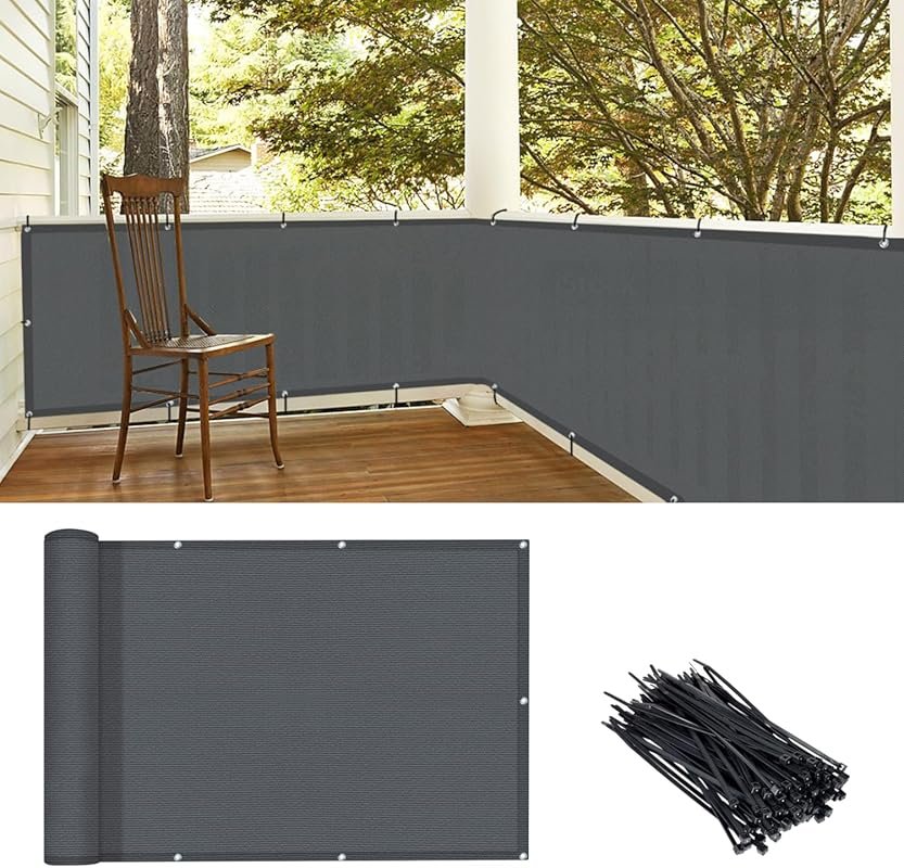 3.3'x19.7' Dark Grey HDPE Balcony Privacy Screen with UV Protection an