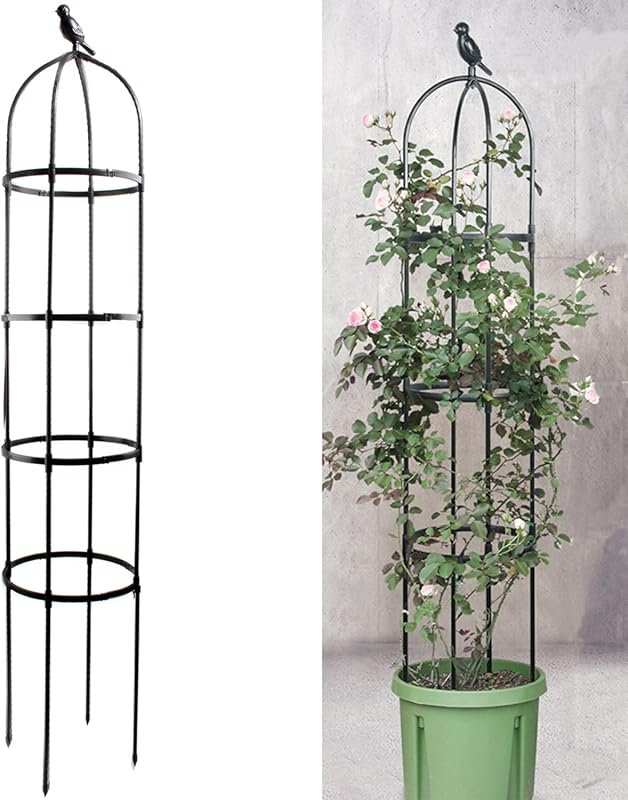 6ft Rustproof Metal Obelisk Trellis with Heavy-Duty Plastic Coating
