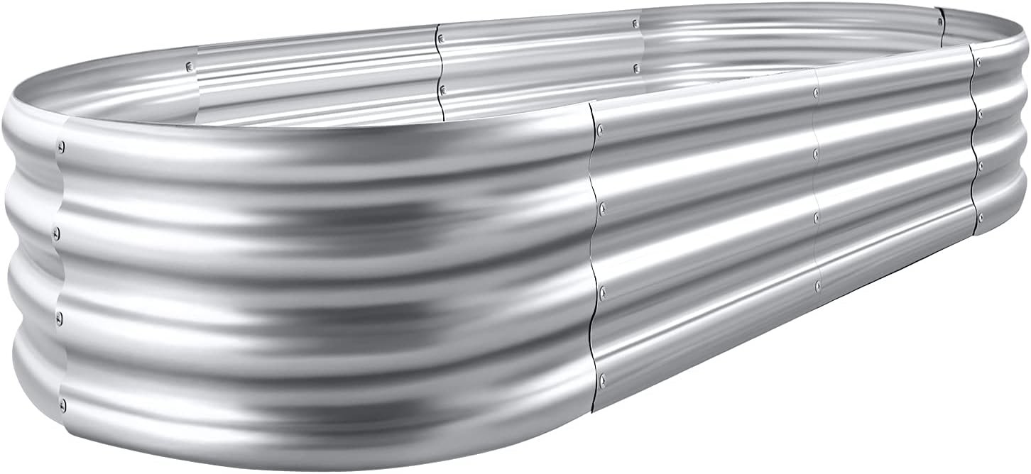 Galvanized Oval Raised Garden Bed Kit, Large Metal Planter Box for Out