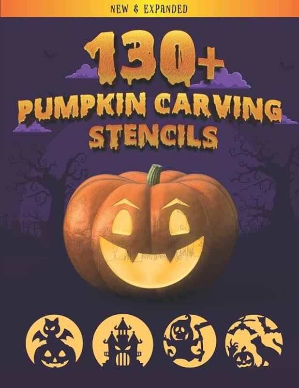 Over 130 Halloween Pumpkin Stencils with Witches, Cats, Skulls, Bats,