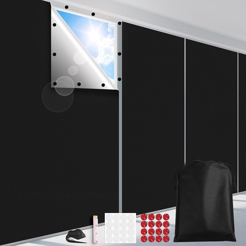 FADOTY 100% Blackout Curtains, Cuttable Fabric Film for Windows, No Dr