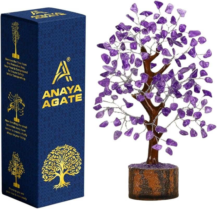 ANAYA AGATE Amethyst Crystal Tree of Life – Handmade Healing Bonsai fo