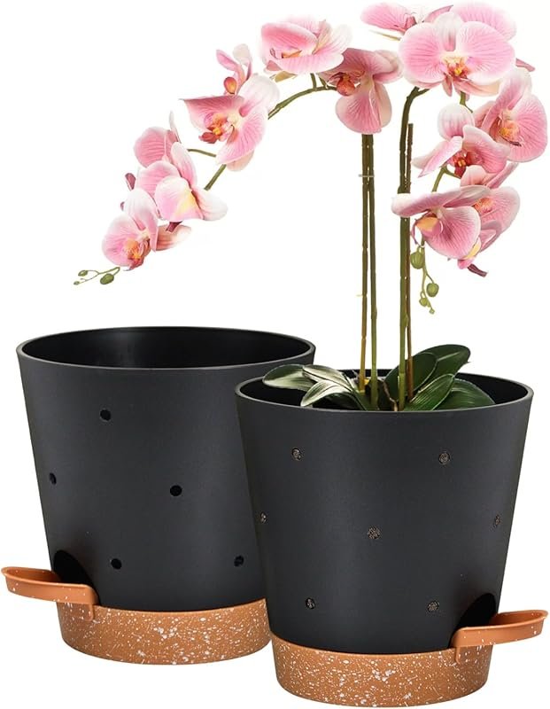 Self-Watering 6 Inch Orchid Pots with Holes, Plastic Plant Pots for In
