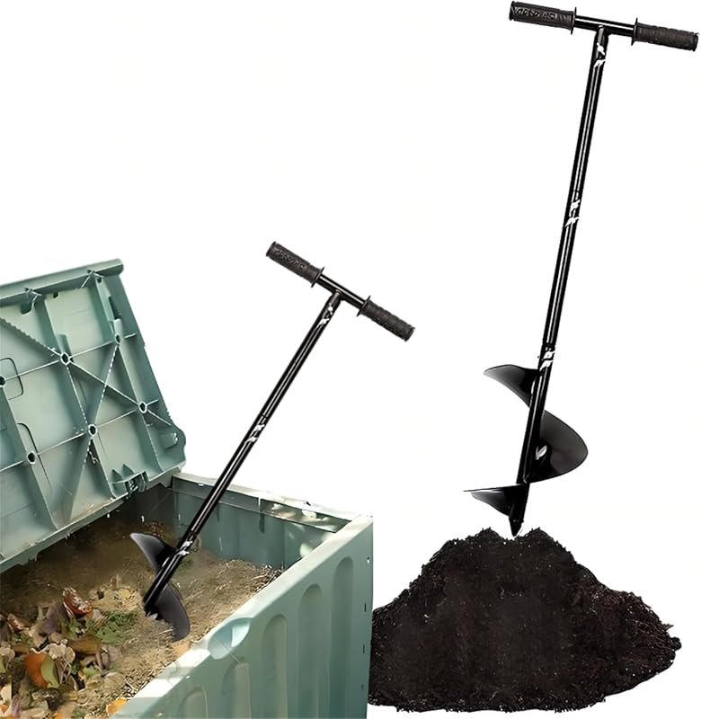 33.4-Inch Manual Compost Stirring Tool for Tumblers and Bins – Black A