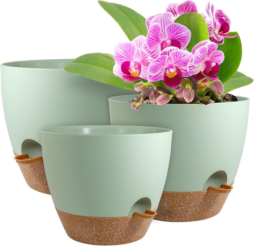 WSMKSZ Self-Watering Plant Pots with Mesh Drainage and Deep Reservoir