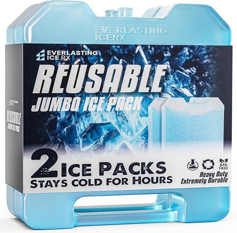 Everlasting Ice RX Large Reusable Ice Packs (4 Pack): Long Lasting Coo