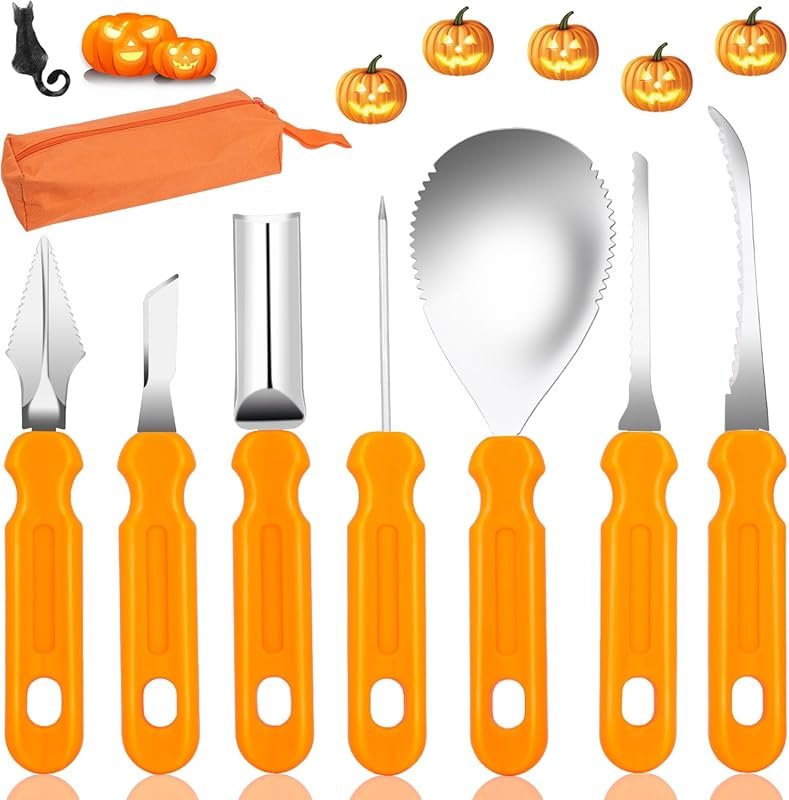 Professional 7-Piece Stainless Steel Pumpkin Carving Tool Set for Kids