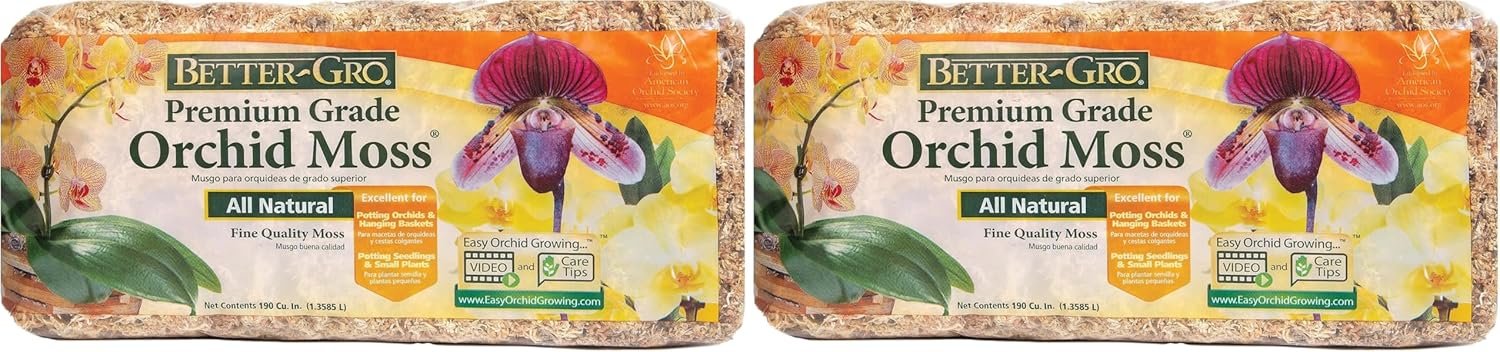 Better-Gro 190 Cubic Inch Sphagnum Moss 2-Pack – 100% Natural for Orchids & Ferns