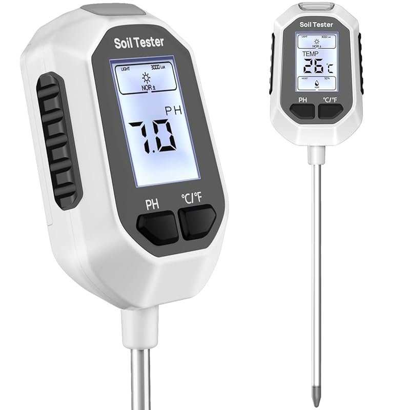 YAMRON 4-in-1 Digital Soil Meter with Backlight LCD for Moisture, pH,