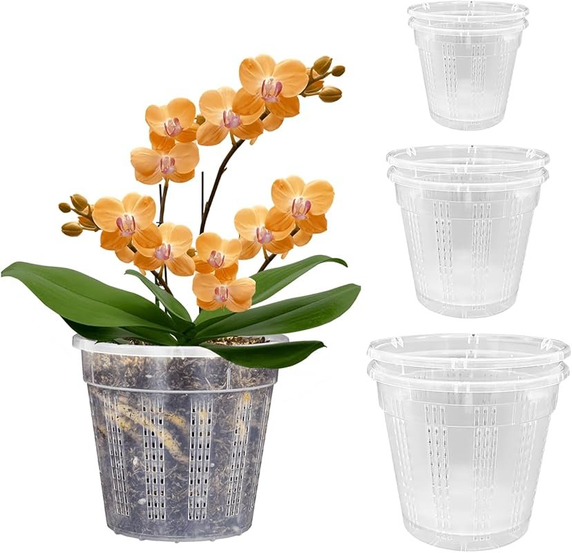 Multi-Size Plastic Orchid Pots with Drainage Holes for Indoor and Outd
