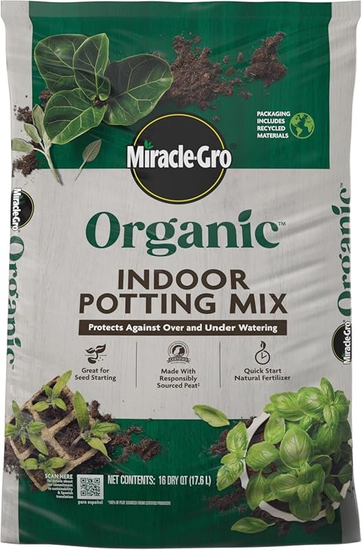 Miracle-Gro Organic Indoor Potting Mix for Houseplants, Protects Against Over/Under Watering