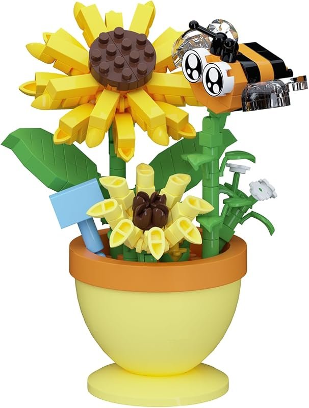 Mini Sunflower Bee Bonsai Building Blocks - DIY Potted Plant Decor Toy