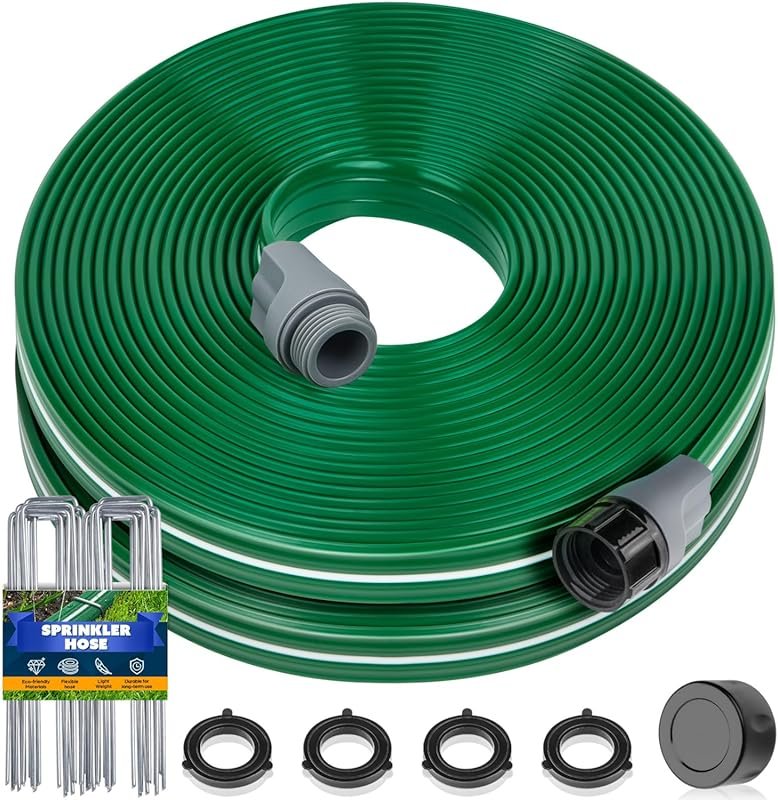 Jin&Bao 50FT Sprinkler Hose with Holes: Heavy Duty Watering System for