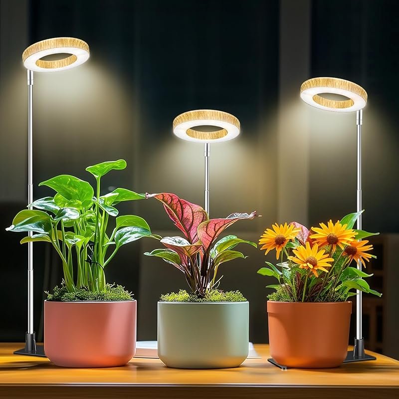 48 LED Full Spectrum Grow Light with Height Adjustable Base, 3 Spectrums & Auto Timer