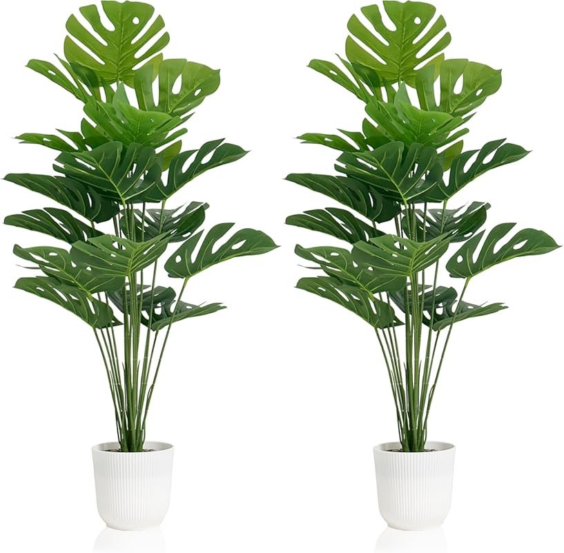Set of 2 Fake Monstera Deliciosa Plants, 32