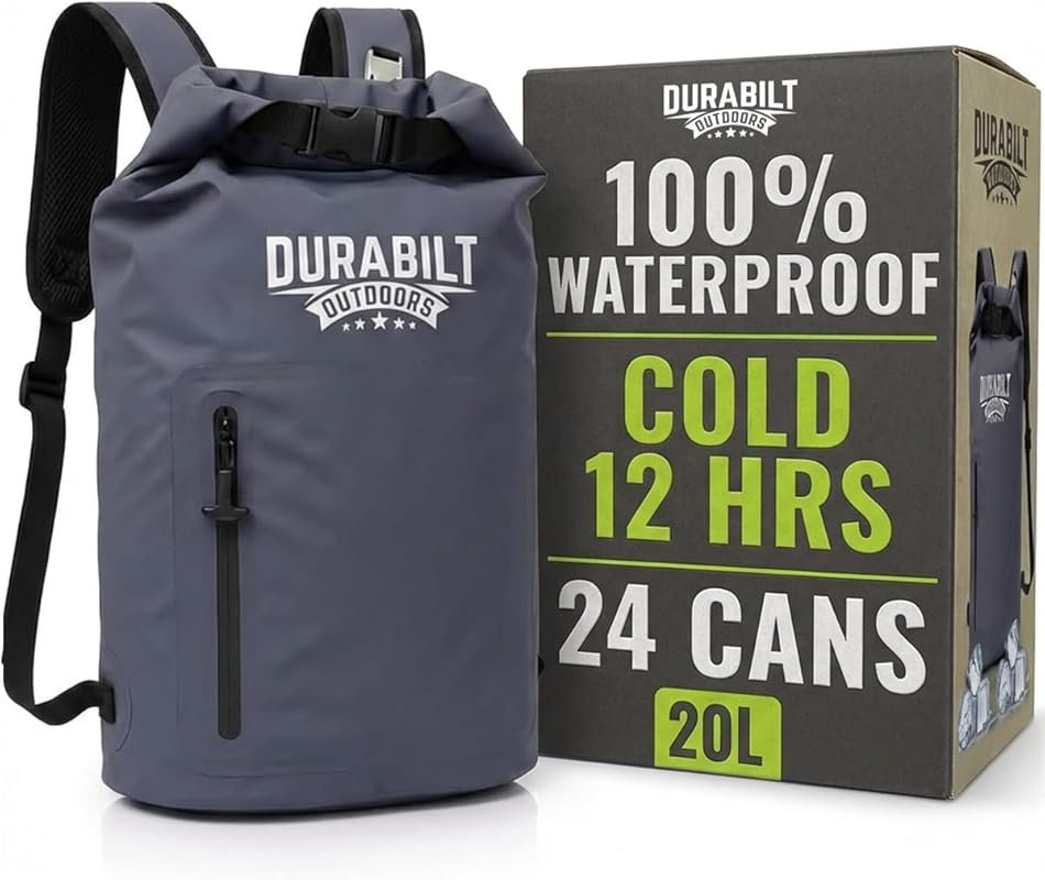 24 Can Waterproof Insulated Backpack Cooler with Roll-Top Dry Bag for