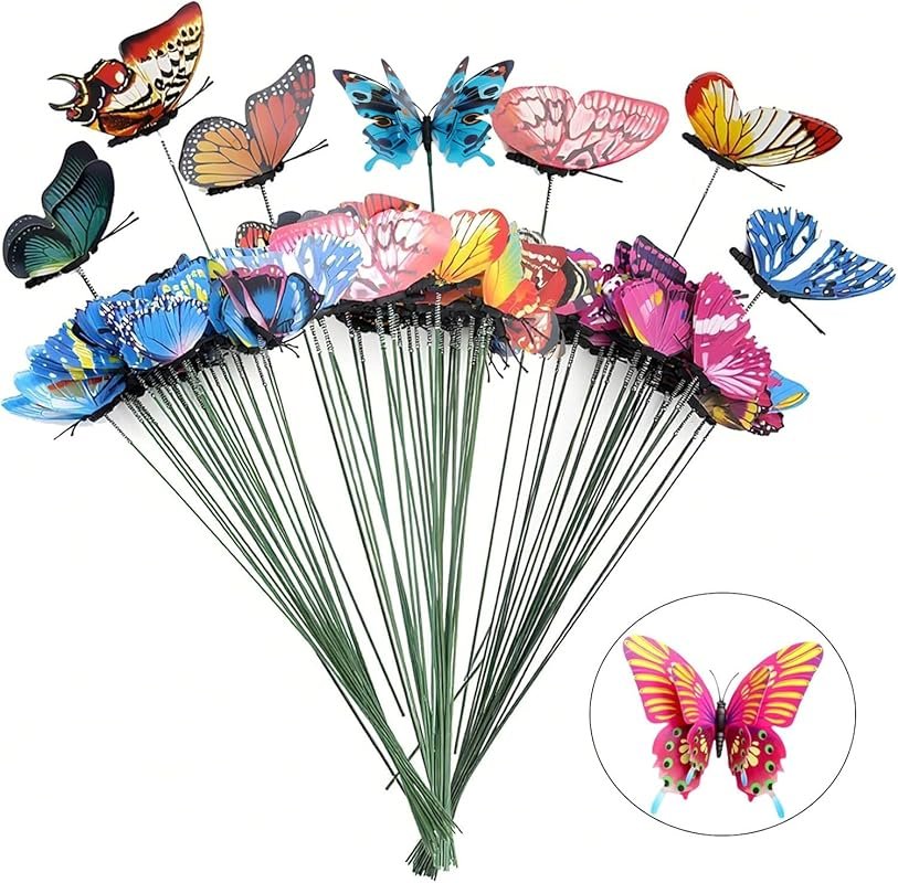Double-Layer Butterfly Garden Posts 30PCS Colorful Waterproof Decor fo