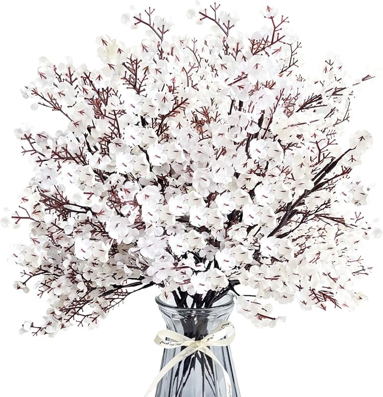 White Real Touch UV Resistant Fake Babys Breath for Vase and Wedding Decor