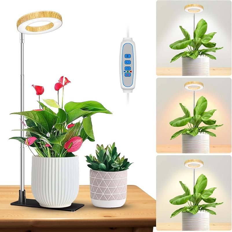 48-LED Full Spectrum Grow Light with 6/12/16H Timer, 3 Color Modes & H