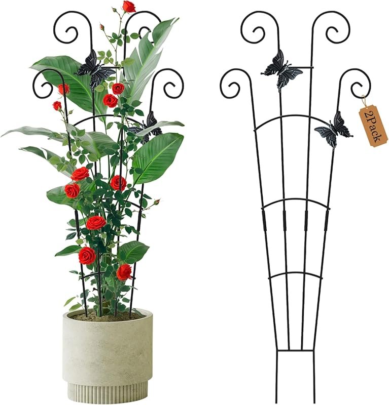 2-Pack 30-Inch Expandable Metal Plant Trellis for Indoor Potted Climbing Plants