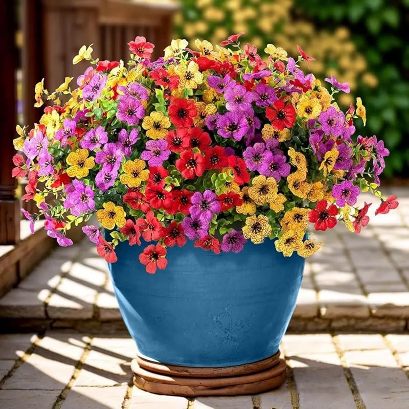 13 Bundles Realistic Silk Fake Flowers, UV Resistant Faux Plants for O