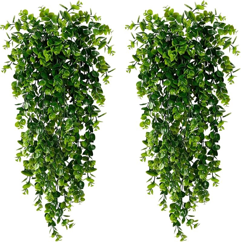 6-Pack UV-Resistant Faux Eucalyptus Hanging Plants for Indoor Outdoor 
