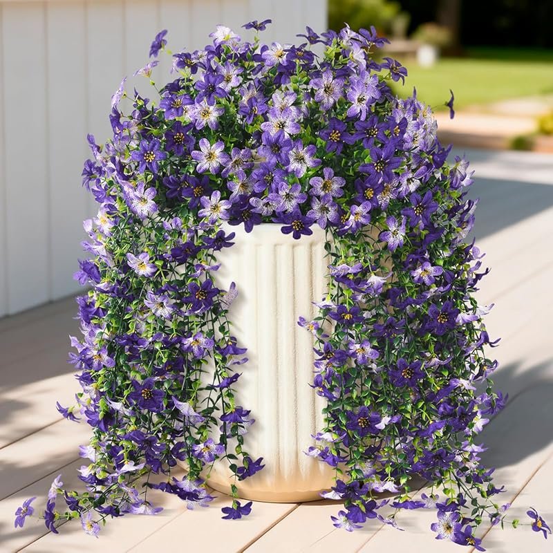 2 PCS Faux Silk Daisy with Eucalyptus, UV Resistant Hanging Fake Flowe