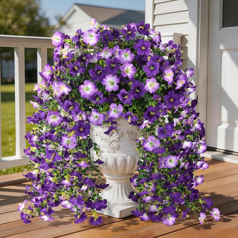 UV Resistant Faux Silk Morning Glory and Eucalyptus for Outdoor Spring Decor