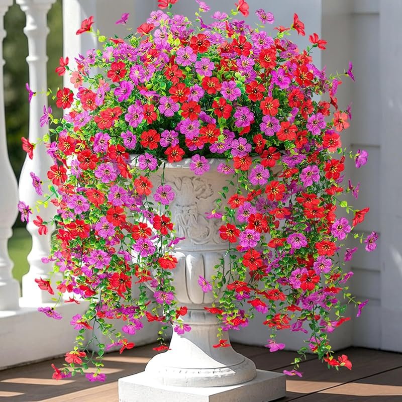 ADXORA 2PCS UV Resistant Artificial Daisy Flowers: Realistic Hanging O