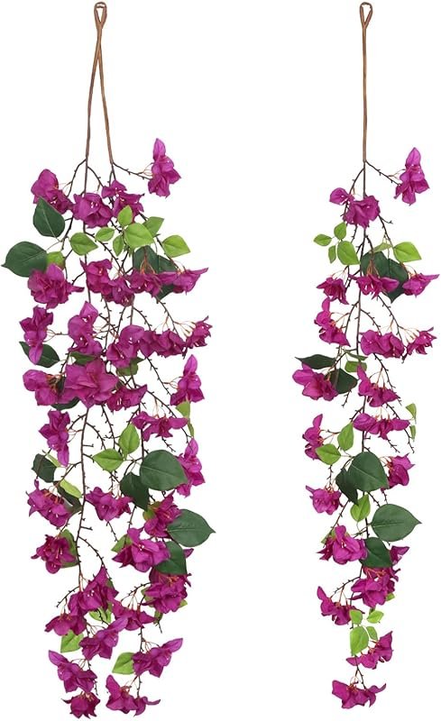 4Ft UV Resistant Purple Faux Bougainvillea Garland for Outdoor Patio a