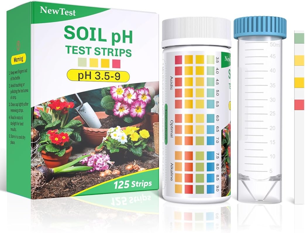 Upgraded Soil pH Test Strips with Cylinder for Garden, Lawn & Compost 