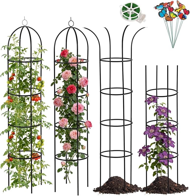 6.6ft Sturdy Metal Obelisk Trellis for Climbing Plants and Outdoor Gar