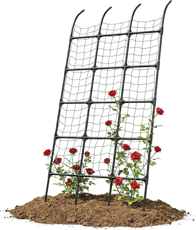8.8ft Lean-to Garden Trellis, No-Drill PE-Coated Steel for Climbing Fl