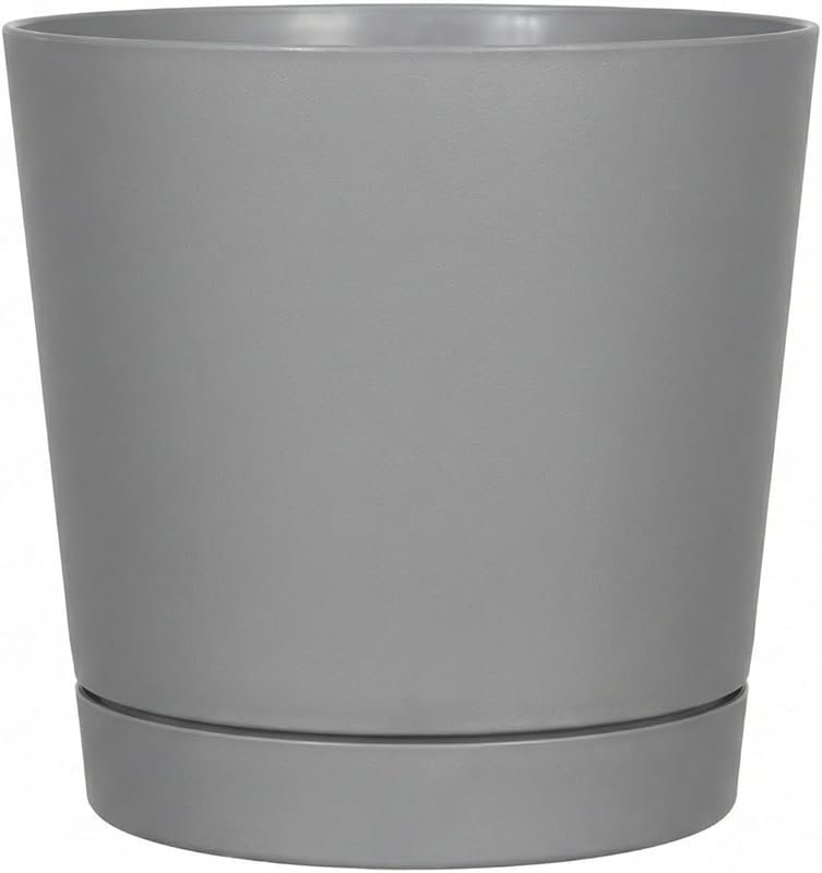 Glossy Gray Full Depth Round Cylinder Pot – 12-Inch Durable Plant Pot