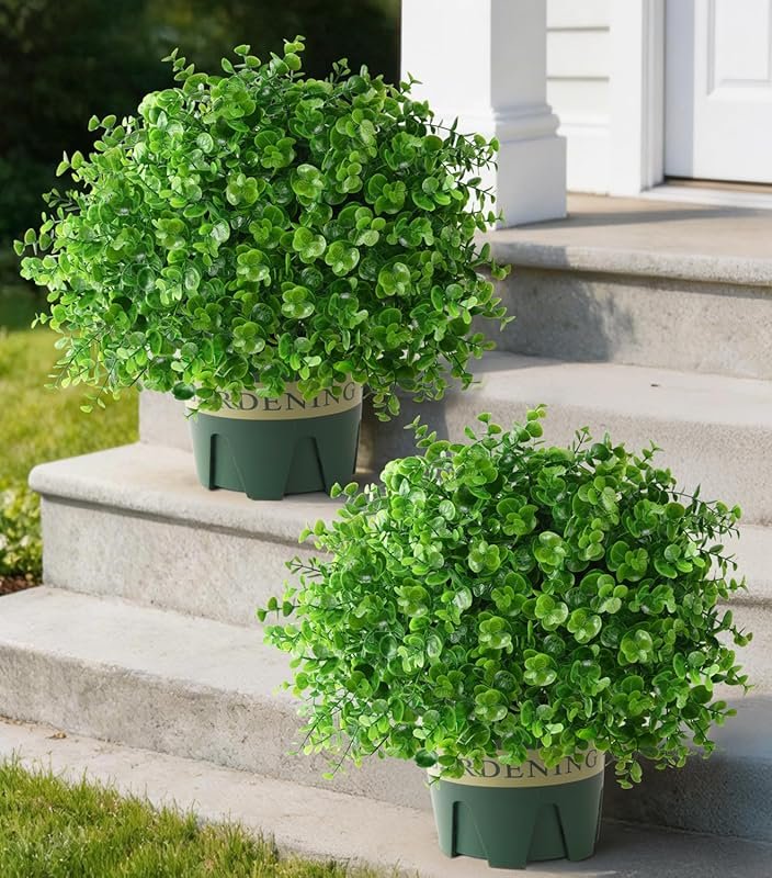 Florisso 2-Pack UV-Resistant Artificial Boxwood Topiary Trees with Pot