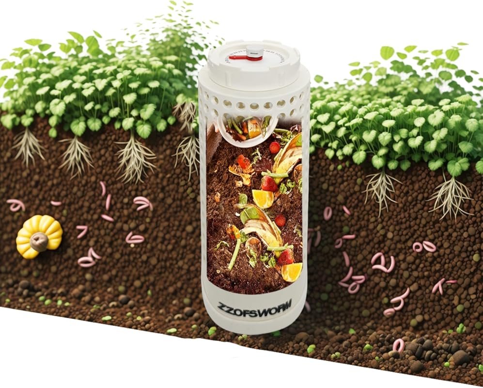 Underground Worm Compost Bin with Date Tracker for Raised Garden Beds 