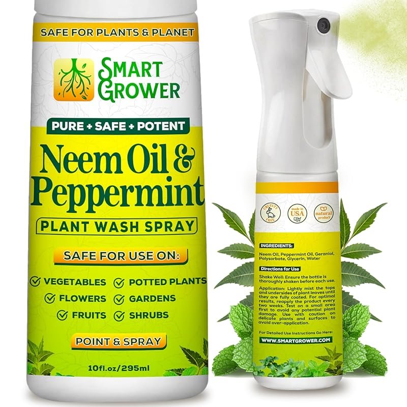Smart Grower Neem Oil Spray with Peppermint Oil: Natural Plant Wash for Indoor & Outdoor Plants
