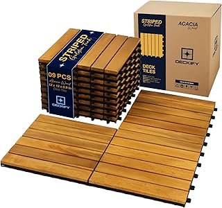 9Pcs Premium Acacia Wood Interlocking Patio