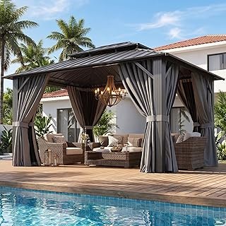 Aoxun 10x12 Gazebo Hardtop Double Galvanized