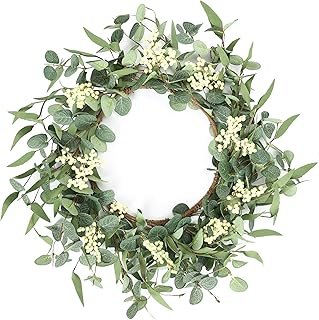 Pinkpum 20'' Eucalyptus Wreath Front Door