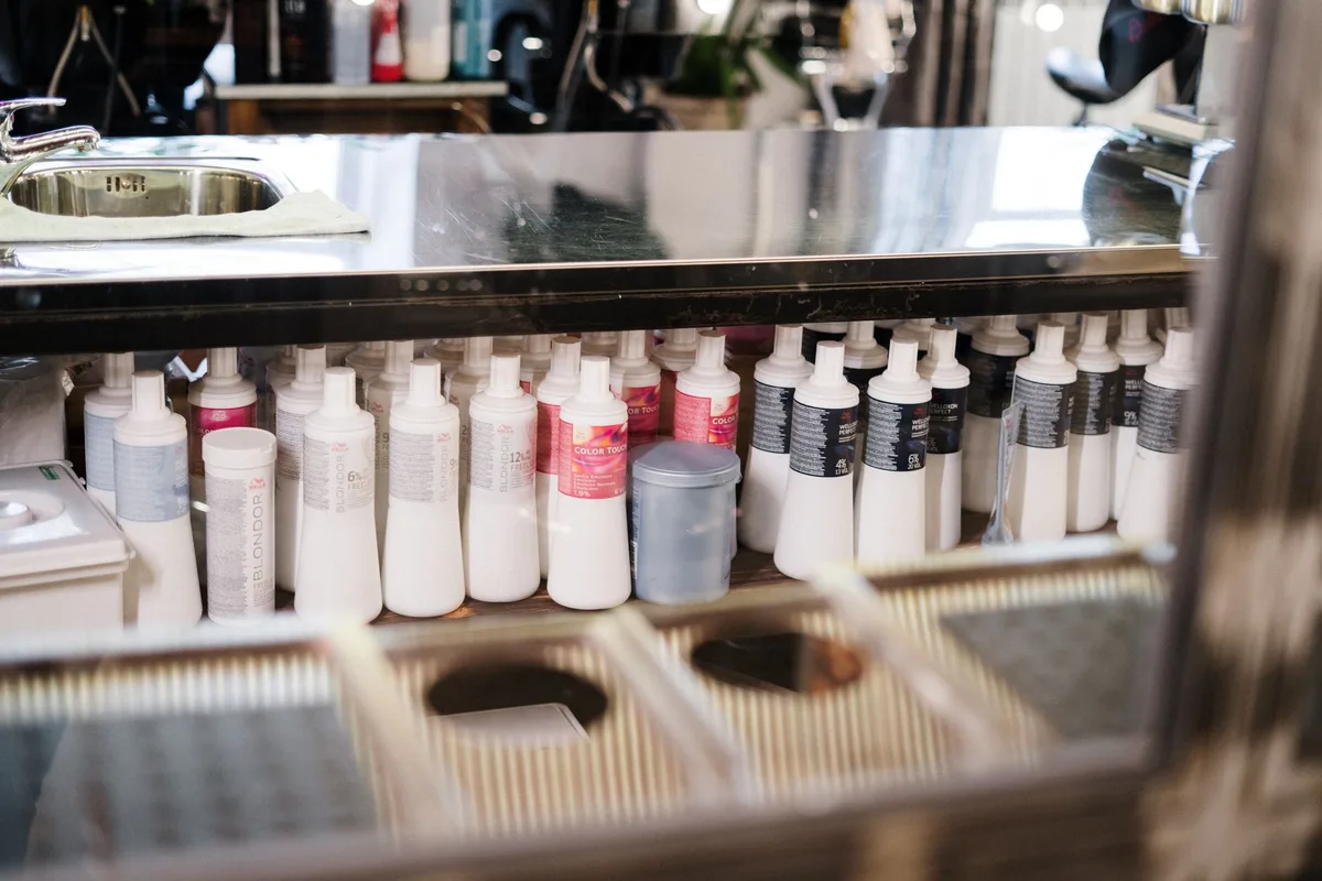 bleach, isopropyl alcohol, hydrogen peroxide bottles