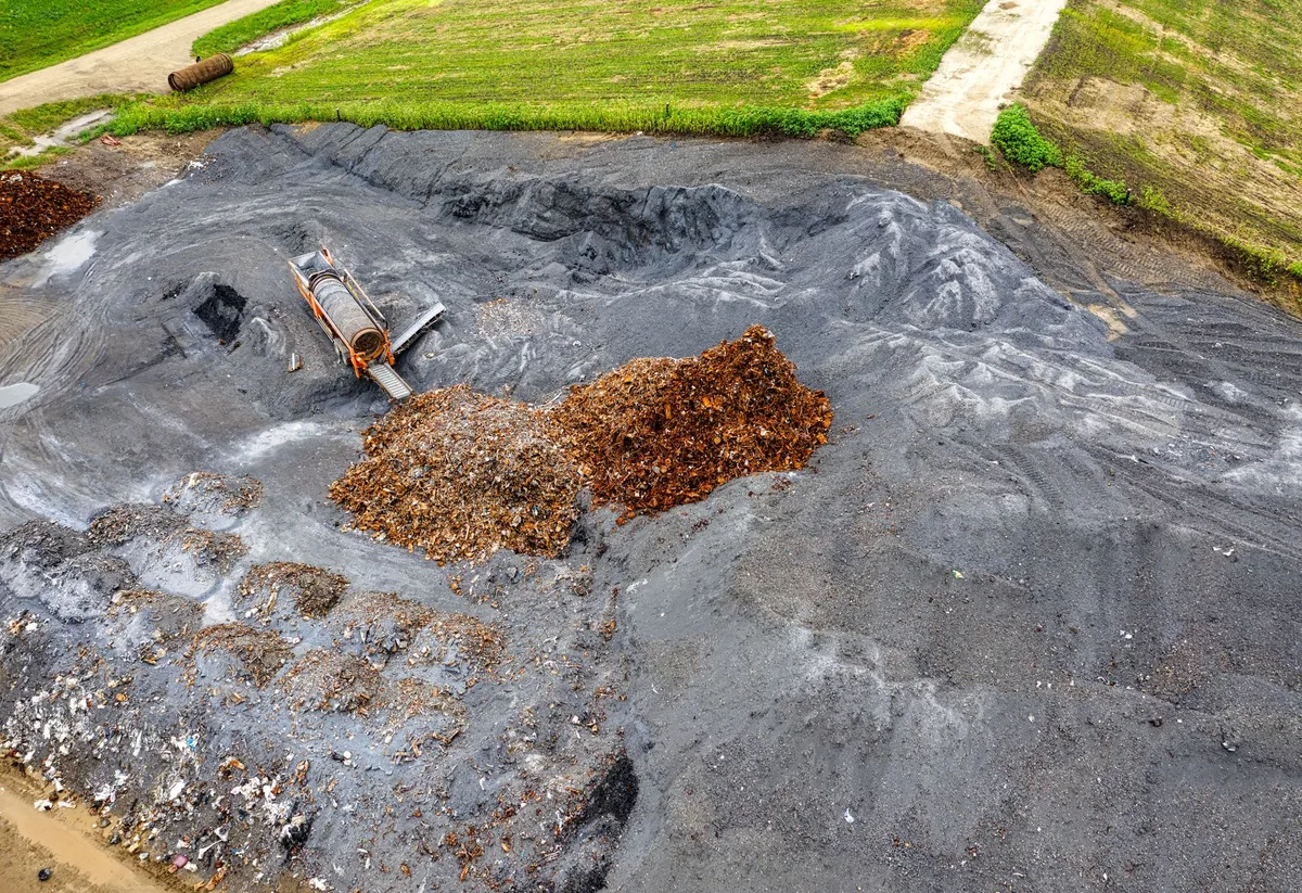 compost pile screened topsoil